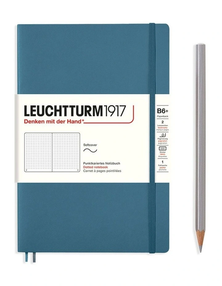 Notebook Paperback (B6 ) Dotted, Softcover, 123 Numbered Pages, Stone Blue image 1