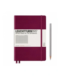 Notebook Medium (A5), Squared, Hardcover 251 Numbered Pages, Port Red