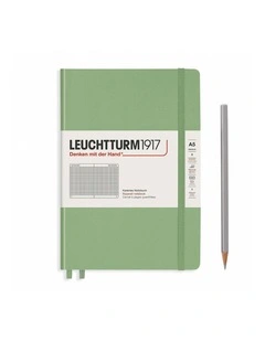 Notebook Medium (A5) Squared, Hardcover, 251 Numbered Pages, Muted Colours - Sage