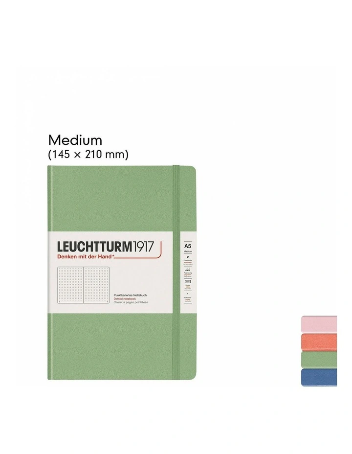Notebook Medium (A5) Squared, Hardcover, 251 Numbered Pages, Muted Colours - Sage image 2