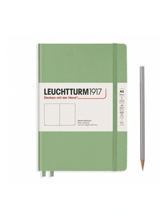Notebook Medium (A5) Plain, Hardcover, 251 Numbered Pages, Muted Colours - Sage