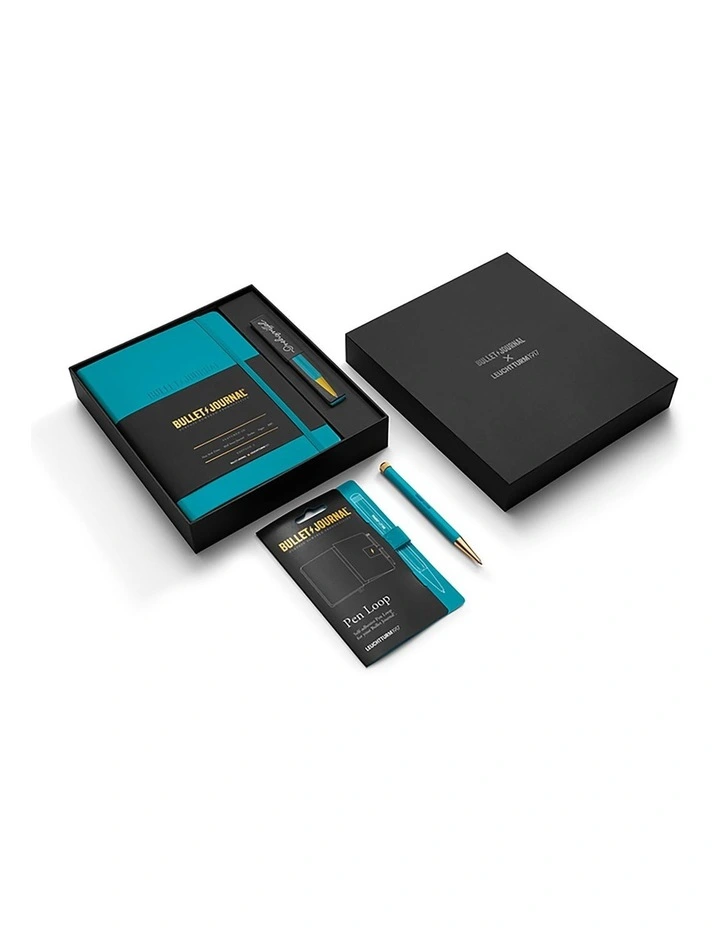 Bullet Journal Turquoise25 Collectors Set - 1x Bullet Journal A5, 1x Twist Pen, 1x Pen Loop image 3