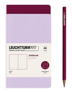 Jottbook (A6), 59 pages, Pack of 2, Plain, Lilac and Port Red