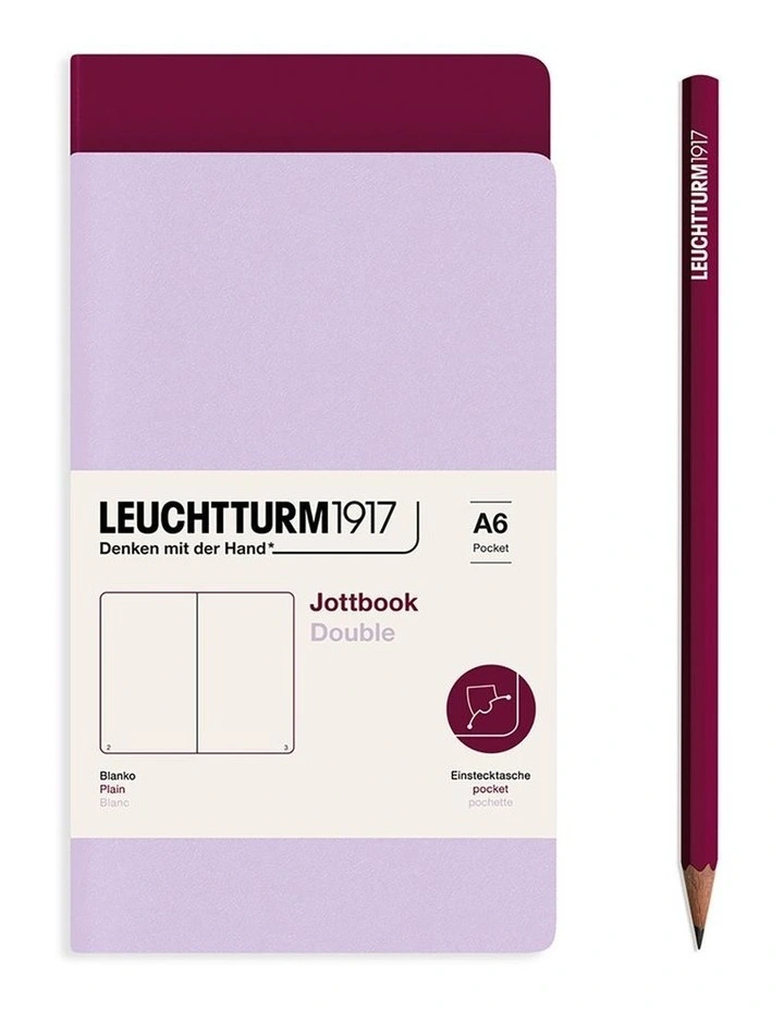 Jottbook (A6), 59 pages, Pack of 2, Plain, Lilac and Port Red image 1