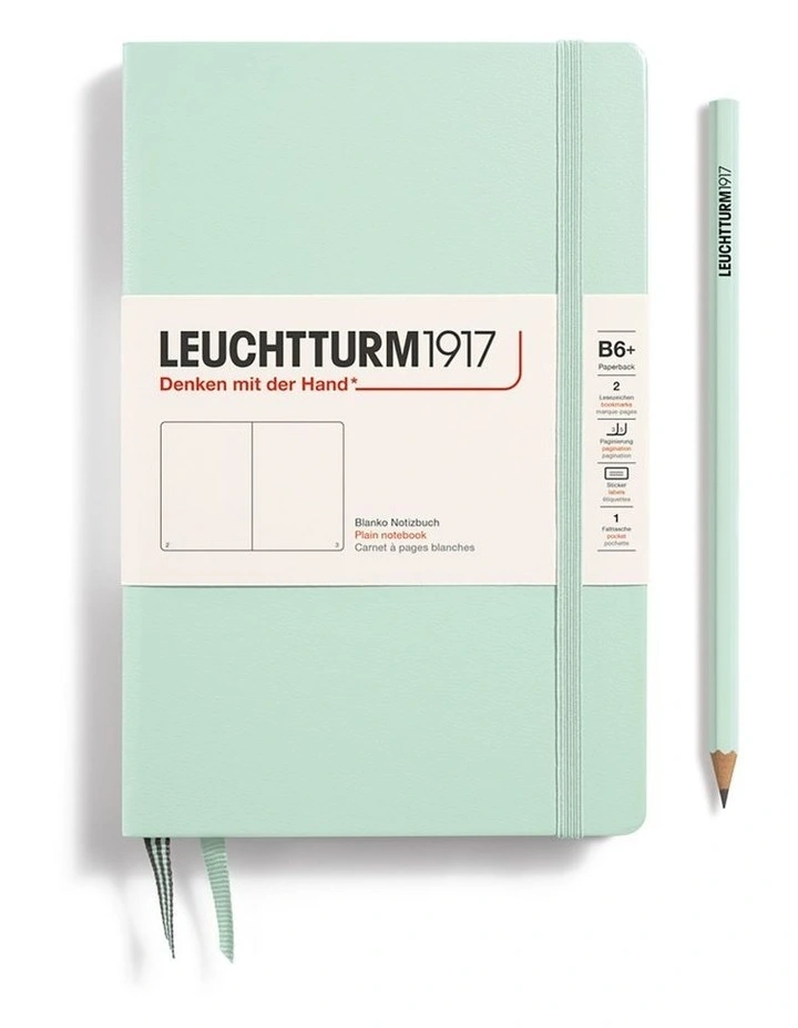 Notebook Hardcover Paperback (B6 ), Plain, 219 pages, Mint Green image 1