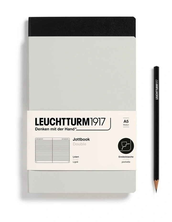 Jottbook (A5) Light Grey and Black, Ruled, double pack image 1