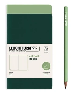 Jottbook (A6), 59 numbered pages, Plain, 59 pages, Sage   Forest Green in a double pack