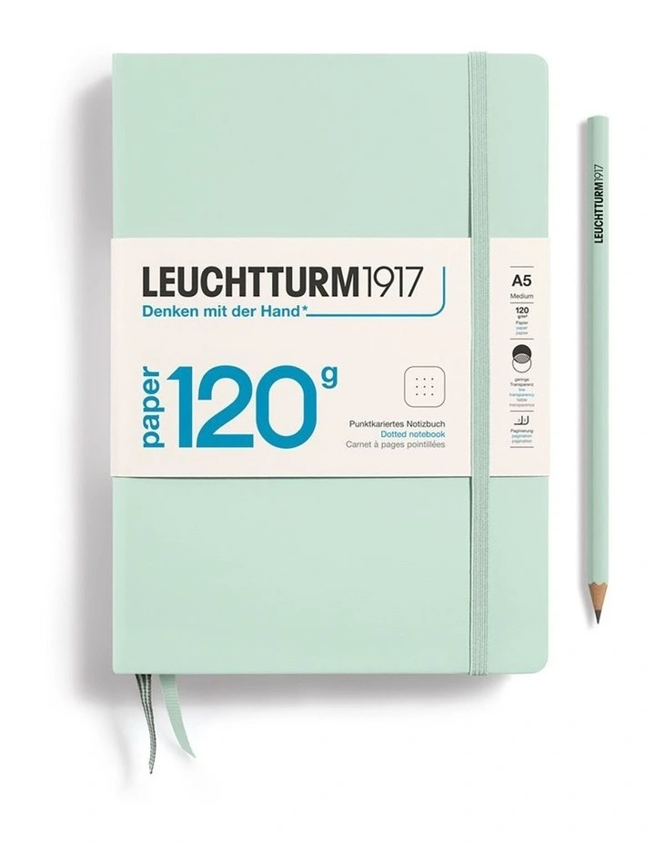 Notebook Hardcover Medium (A5), 120g Edition, Dotted, 203 pages, Mint Green image 1