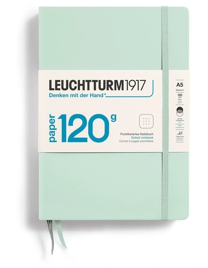 Notebook Hardcover Medium (A5), 120g Edition, Dotted, 203 pages, Mint Green image 2