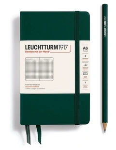 Notebook Hardcover Pocket (A6), Square, 187 pages, Forest Green