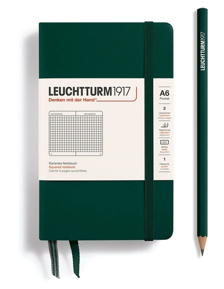 Notebook Hardcover Pocket (A6), Square, 187 pages, Forest Green image 1