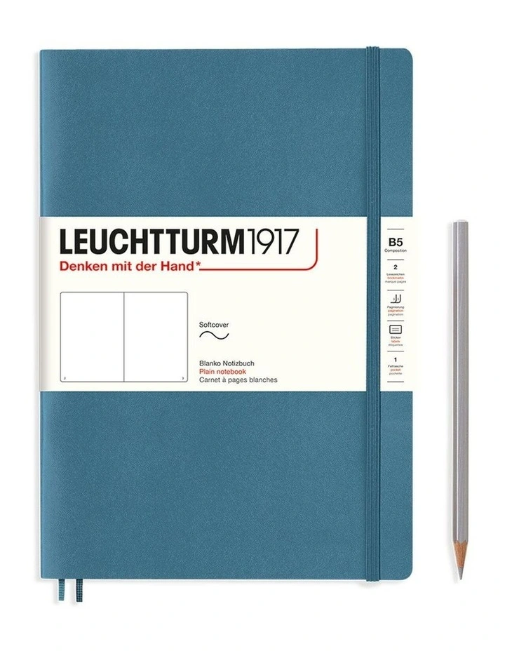 Notebook Composition (B5) Plain, Softcover, 123 Numbered pages, Stone Blue image 1