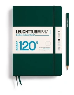 Notebook Hardcover Medium (A5), 120g Edition, Dotted, 203 pages, Forest Green