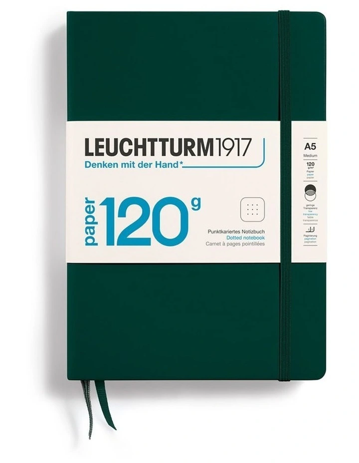 Notebook Hardcover Medium (A5), 120g Edition, Dotted, 203 pages, Forest Green image 2