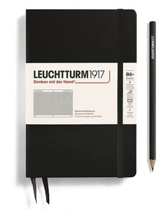 Notebook Paperback (B6 ), Hardcover, 219 numbered pages, Black, Squared
