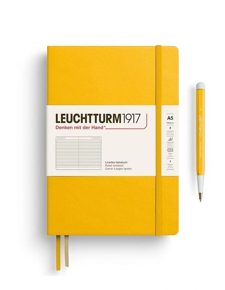 Notebook Medium (A5), Hardcover, 251 numbered pages, Sunflower, ruled image 1