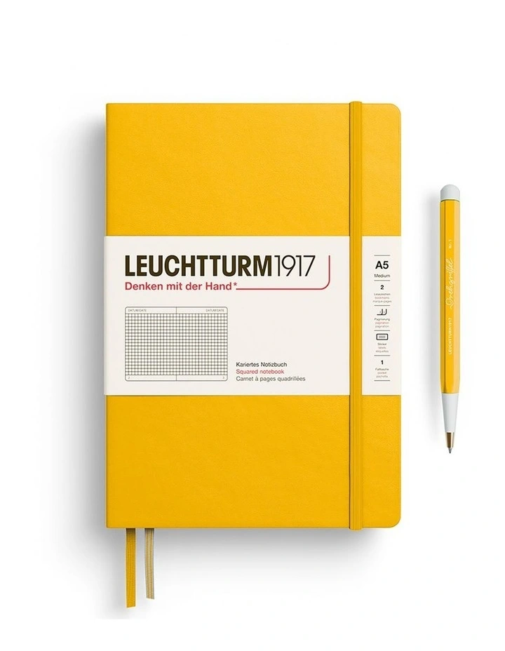 Notebook Medium (A5), Hardcover, 251 numbered pages, Sunflower, squared image 1