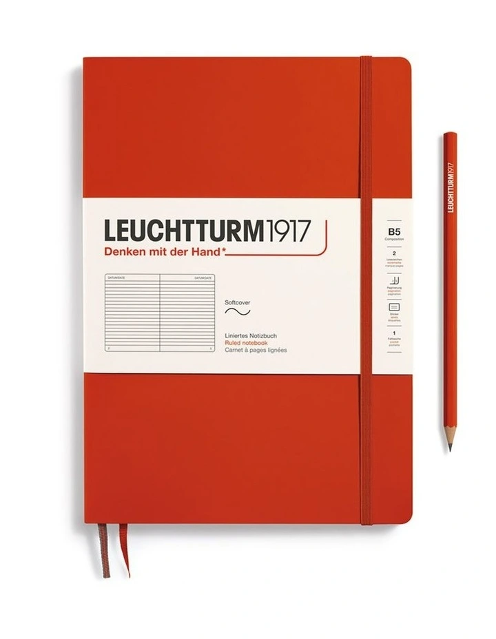 Notebook Softcover Composition (B5), Ruled, 123 pages, Fox Red image 1