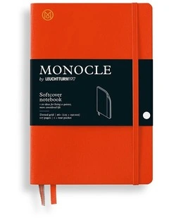 Monocle Paperback (B6 ), Softcover, 128 numbered pages, dotted Mandarin,