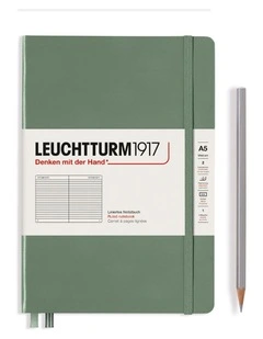 Notebook Hardcover Medium (A5), 251 pages, Ruled, Olive