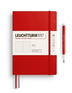 Notebook Medium (A5), Softcover, 123 numbered pages, Cherry, dotted