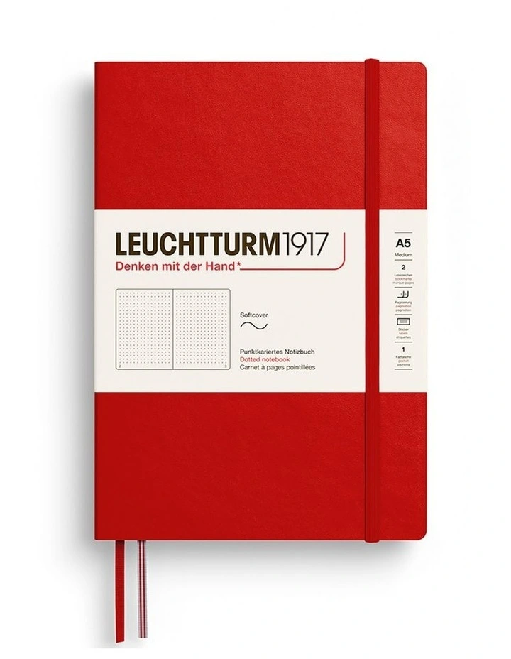 Notebook Medium (A5), Softcover, 123 numbered pages, Cherry, dotted image 2
