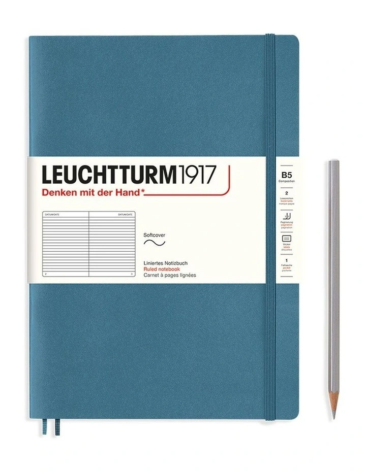 Notebook Composition (B5) Ruled, Softcover, 123 Numbered pages, Stone Blue image 1