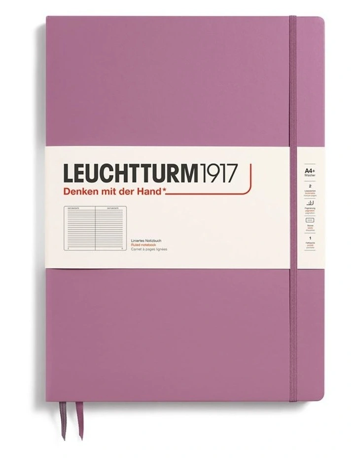 Notebook Master Slim (A4 ) Hardcover, 123 Numbered pages, ruled, Dusty Rose image 2