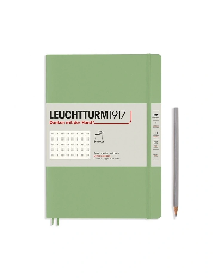 Notebook Softcover Composition (B5), 123 pages, Dotted, Sage image 1