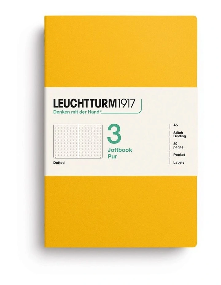 Jottbook pur (A5), 80 numbered pages, dotted, Sunflower, pack of 3 image 1