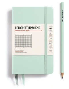 Notebook Hardcover Pocket (A6), Square, 187 pages, Mint Green