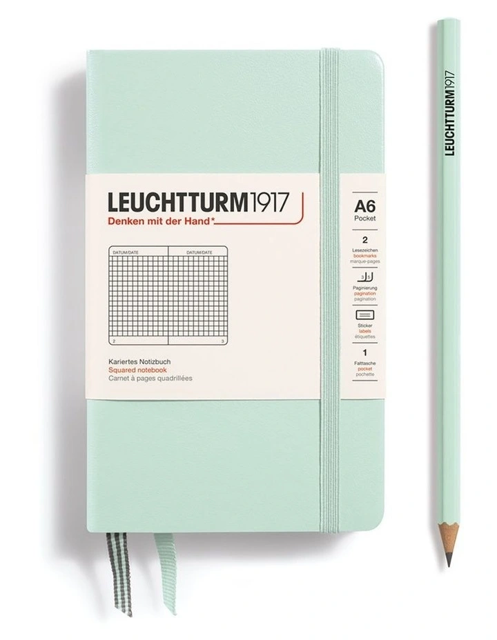 Notebook Hardcover Pocket (A6), Square, 187 pages, Mint Green image 1