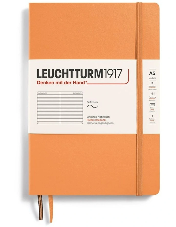 Notebook Softcover Medium (A5), 123 Pages, Ruled Apricot image 1