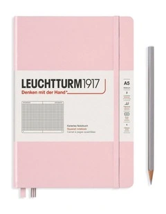 Notebook Medium (A5) Squared, Hardcover, 251 Numbered Pages, Muted Colours - Powder