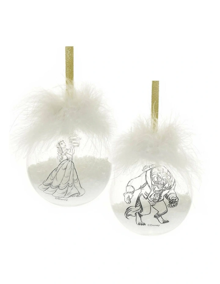 Belle And Beast Collectible Christmas Bauble Set in White image 1