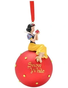Christmas Snow White On Glass Bauble in Red