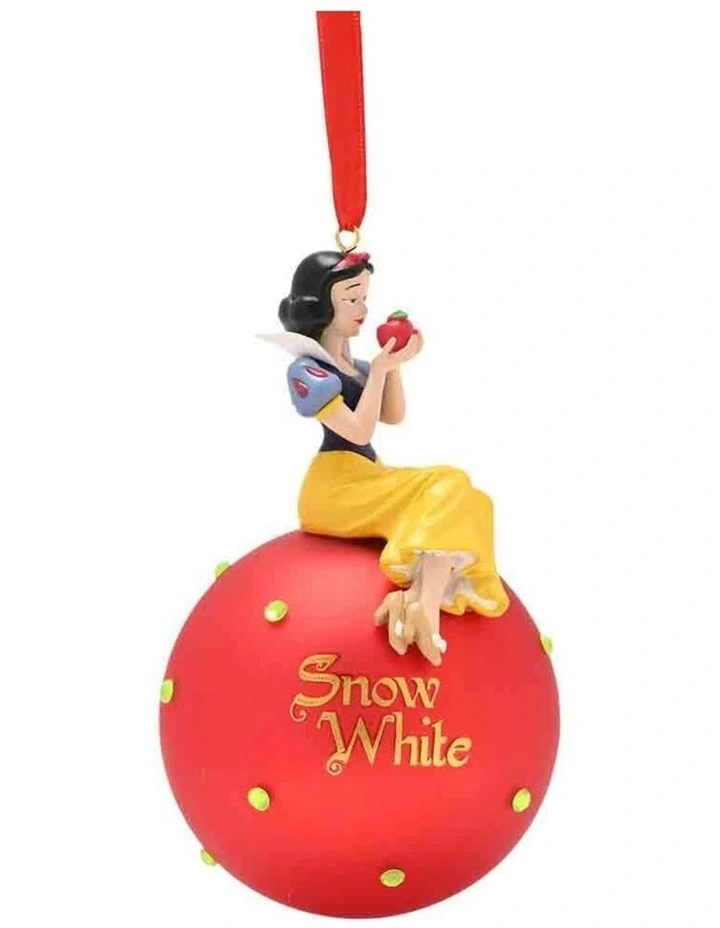 Christmas Snow White On Glass Bauble in Red image 1