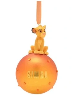 Christmas Simba On Glass Bauble in Orange