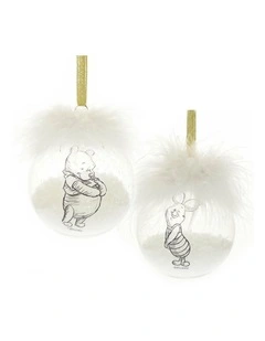 Pooh And Piglet Collectible Christmas Bauble Set in White