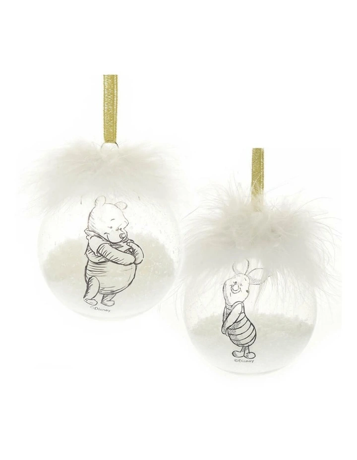 Pooh And Piglet Collectible Christmas Bauble Set in White image 1