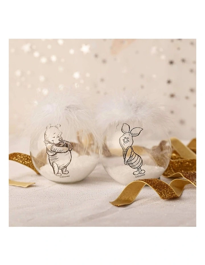 Pooh And Piglet Collectible Christmas Bauble Set in White image 5