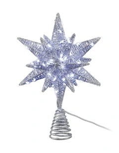 3D Christmas Tree Topper Star LED Decorations in White