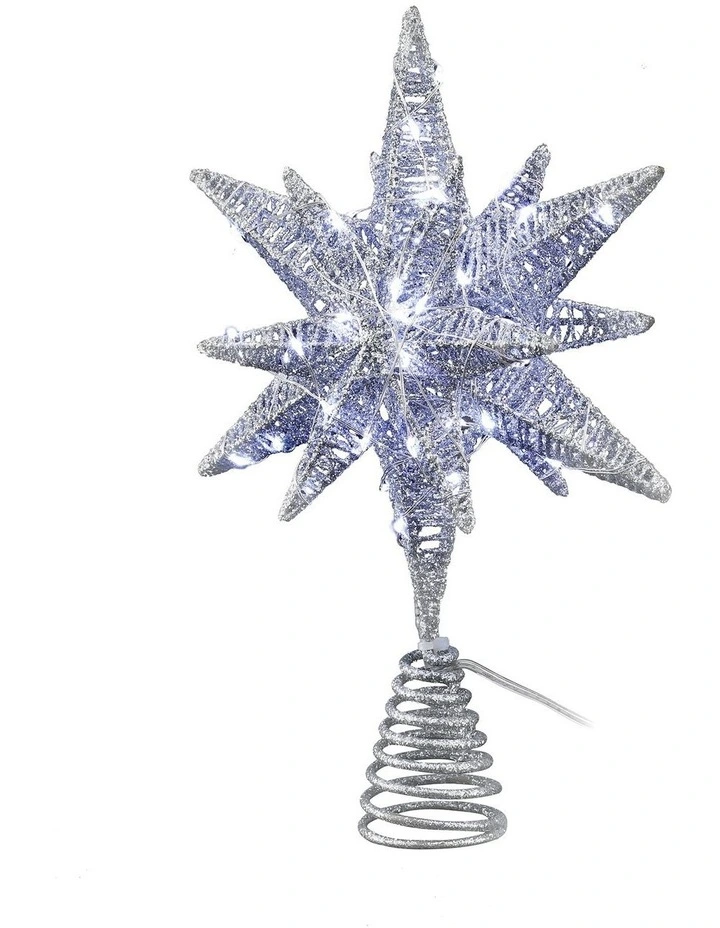 3D Christmas Tree Topper Star LED Decorations in White image 2