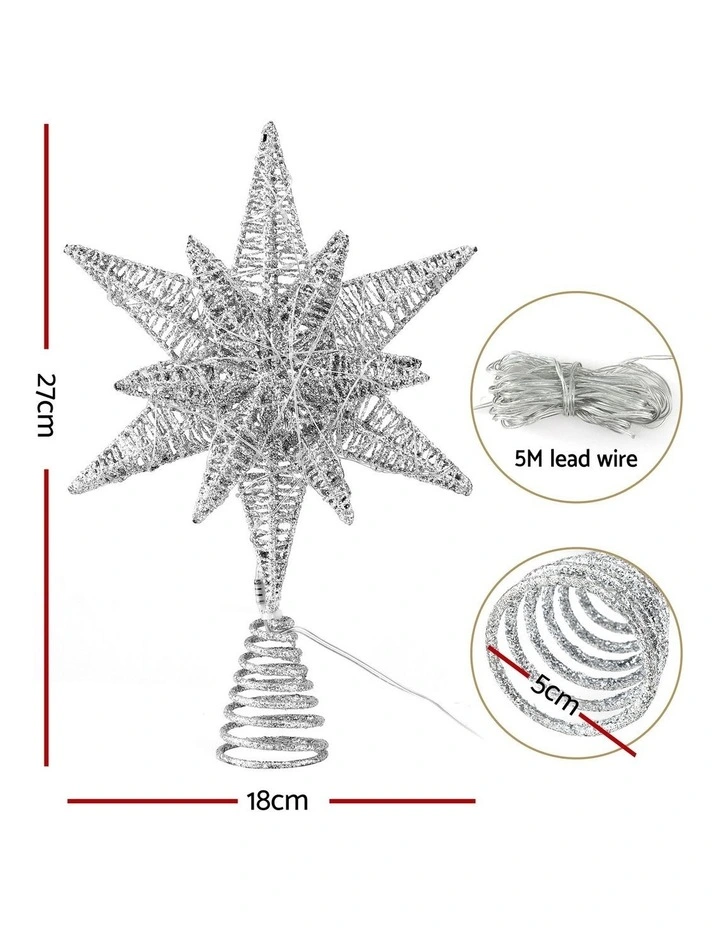 3D Christmas Tree Topper Star LED Decorations in White image 4