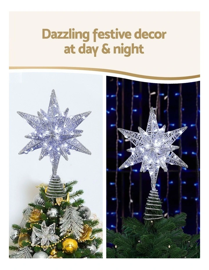 3D Christmas Tree Topper Star LED Decorations in White image 5