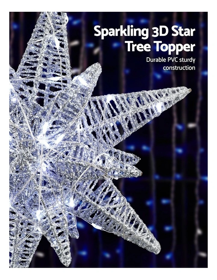 3D Christmas Tree Topper Star LED Decorations in White image 6