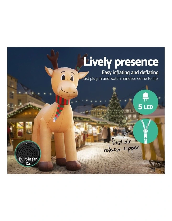 Christmas Inflatable Reindeer Illuminated Decorations 5M in Brown image 5