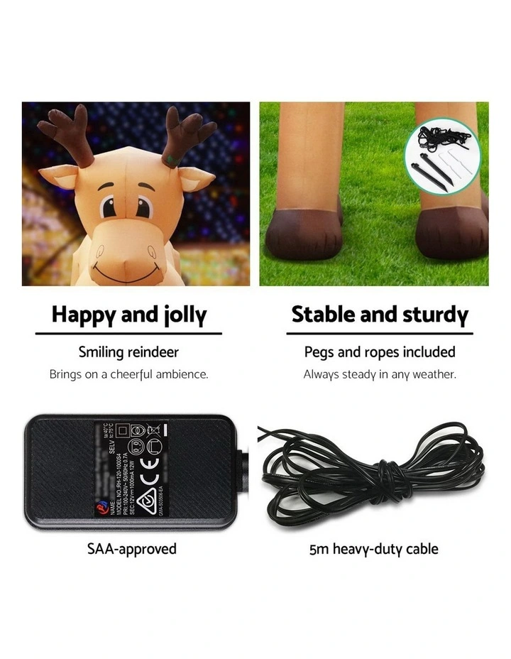 Christmas Inflatable Reindeer Illuminated Decorations 5M in Brown image 6