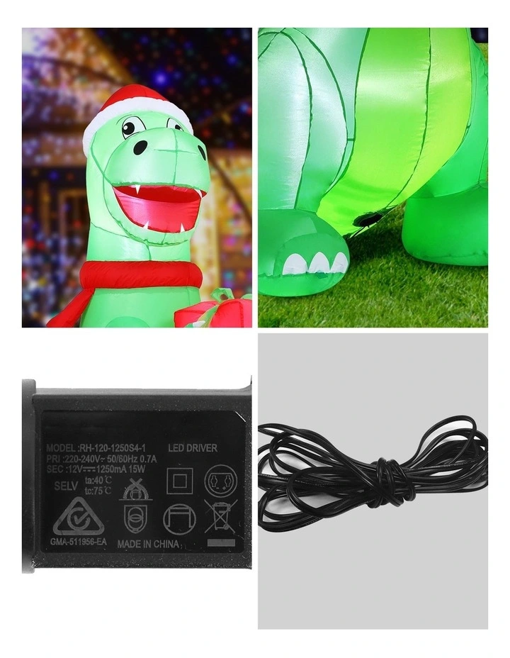 Christmas Inflatable Dinosaur LED Decorations in Multi image 7