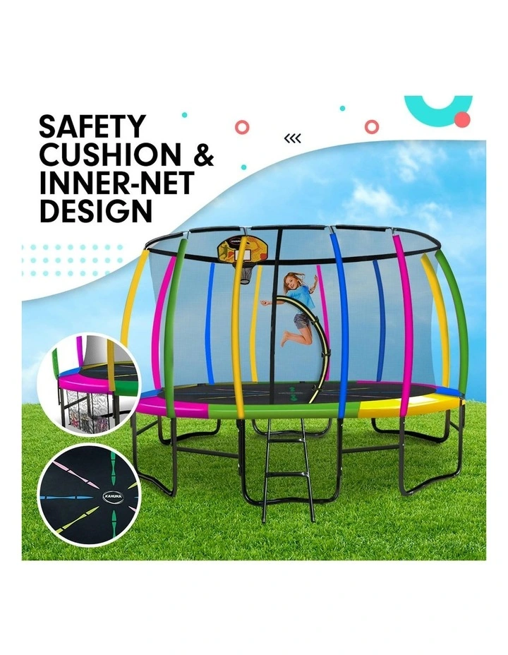 Kahuna Trampoline 12 ft with Basketball Set - Rainbow image 5
